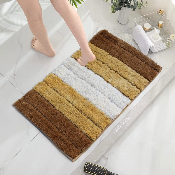 LUXE HOME INTERNATIONAL Bathmat Luxury Microfiber 2500 GSM Anti-Skid ( Tobacco , 40 Cm x 60 Cm , Pack of 1 ) - 40x60 cm, Tobacco