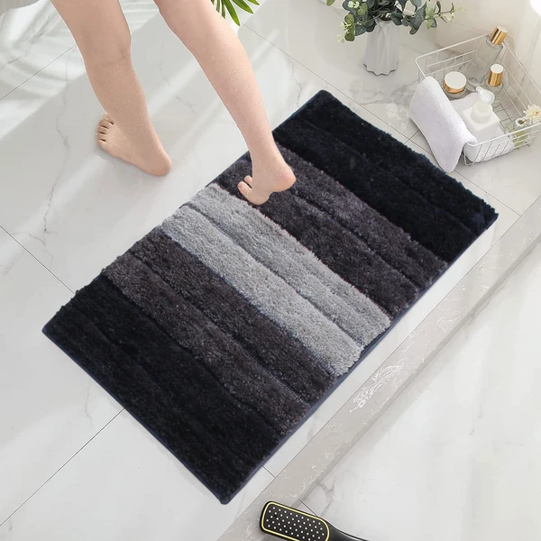 LUXE HOME INTERNATIONAL Bathmat Luxury Microfiber 2500 GSM Anti-Skid ( Anthra , 40 Cm x 60 Cm , Pack of 1 ) - Anthra