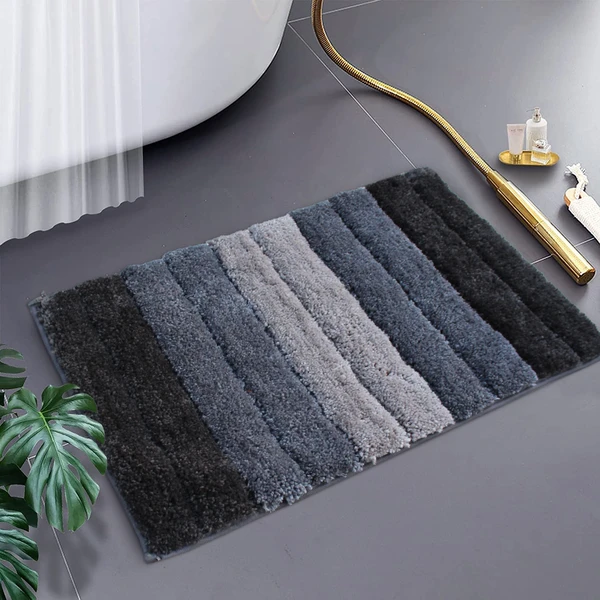 LUXE HOME INTERNATIONAL Bathmat Luxury Microfiber 2500 GSM Anti-Skid ( Shadow , 40 Cm x 60 Cm , Pack of 1 ) - Shadow