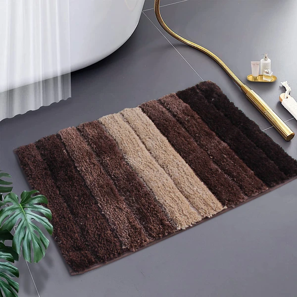 LUXE HOME INTERNATIONAL Bathmat Luxury Microfiber 2500 GSM Anti-Skid ( Walnut , 40 Cm x 60 Cm , Pack of 1 ) - Walnut