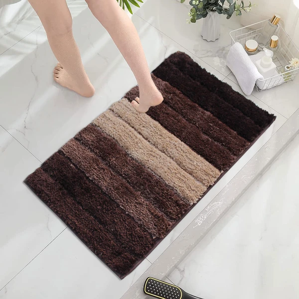 LUXE HOME INTERNATIONAL Bathmat Luxury Microfiber 2500 GSM Anti-Skid ( Walnut , 40 Cm x 60 Cm , Pack of 1 ) - Walnut