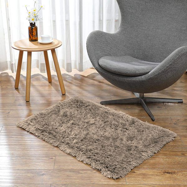 LUXE HOME INTERNATIONAL Bathmat Marino Fur 2000 GSM Super Soft ( Taupe , 45x75 Cm , Pack of 1 ) - Taupe