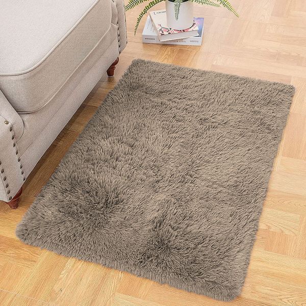 LUXE HOME INTERNATIONAL Bathmat Marino Fur 2000 GSM Super Soft ( Taupe , 60x90 Cm , Pack of 1 ) - Taupe