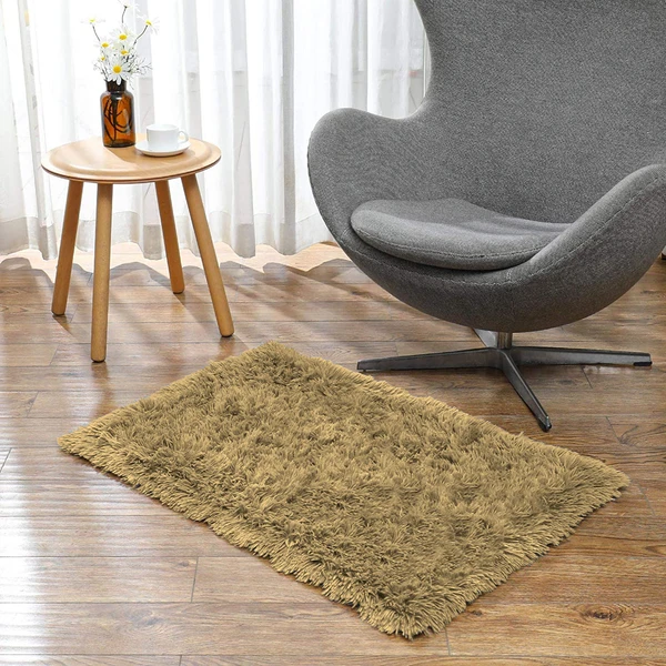 LUXE HOME INTERNATIONAL Bathmat Marino Fur 2000 GSM Super Soft ( A.Gold , 45x75 Cm , Pack of 1 ) - 45x75 cm, Anti Gold