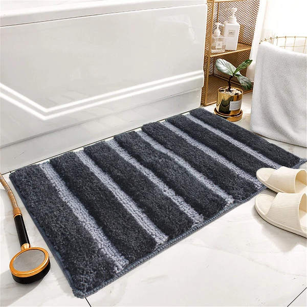 LUXE HOME INTERNATIONAL Bathmat Mexico Microfiber 2500 GSM Anti-Skid ( Anthra , 38 Cm x 58 Cm , Pack of 1 ) - Anthra