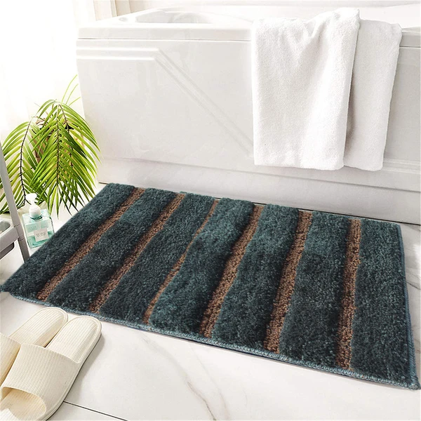 LUXE HOME INTERNATIONAL Bathmat Mexico Microfiber 2500 GSM Anti-Skid ( Olive , 38 Cm x 58 Cm , Pack of 1 ) - Olive