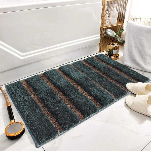 LUXE HOME INTERNATIONAL Bathmat Mexico Microfiber 2500 GSM Anti-Skid ( Olive , 38 Cm x 58 Cm , Pack of 1 ) - Olive