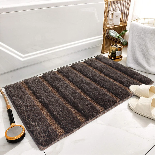 LUXE HOME INTERNATIONAL Bathmat Mexico Microfiber 2500 GSM Anti-Skid ( Coffee , 38 Cm x 58 Cm , Pack of 1 ) - Coffee