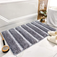LUXE HOME INTERNATIONAL Bathmat Mexico Microfiber 2500 GSM Anti-Skid ( Silver , 38 Cm x 58 Cm , Pack of 1 ) - Silver