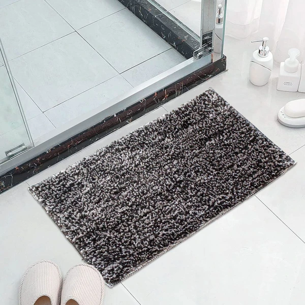 LUXE HOME INTERNATIONAL Bathmat Moscow Microfiber 1600 GSM Anti-Skid ( Slate , 38 Cm x 58 Cm , Pack of 1 ) - Slate