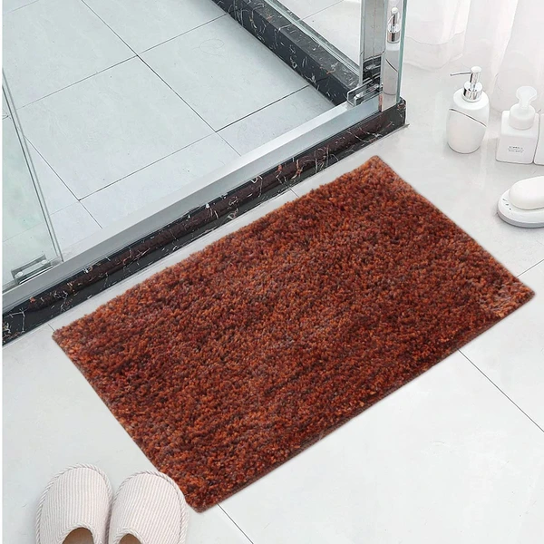 LUXE HOME INTERNATIONAL Bathmat Moscow Microfiber 1600 GSM Anti-Skid ( Terra , 38 Cm x 58 Cm , Pack of 1 ) - Terra