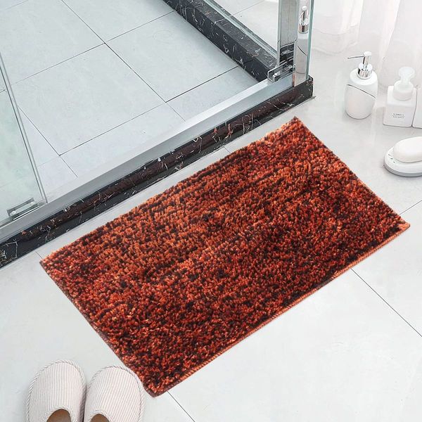 LUXE HOME INTERNATIONAL Bathmat Moscow Microfiber 1600 GSM Anti-Skid ( Fire Place , 38 Cm x 58 Cm , Pack of 1 ) - Fire Place