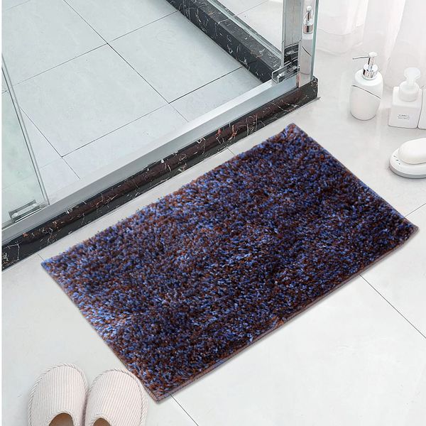 LUXE HOME INTERNATIONAL Bathmat Moscow Microfiber 1600 GSM Anti-Skid ( Blue Pearl , 38 Cm x 58 Cm , Pack of 1 ) - Blue Pearl