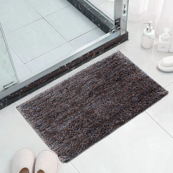 LUXE HOME INTERNATIONAL Bathmat Moscow Microfiber 1600 GSM Anti-Skid ( Grey , 38 Cm x 58 Cm , Pack of 1 ) - Grey