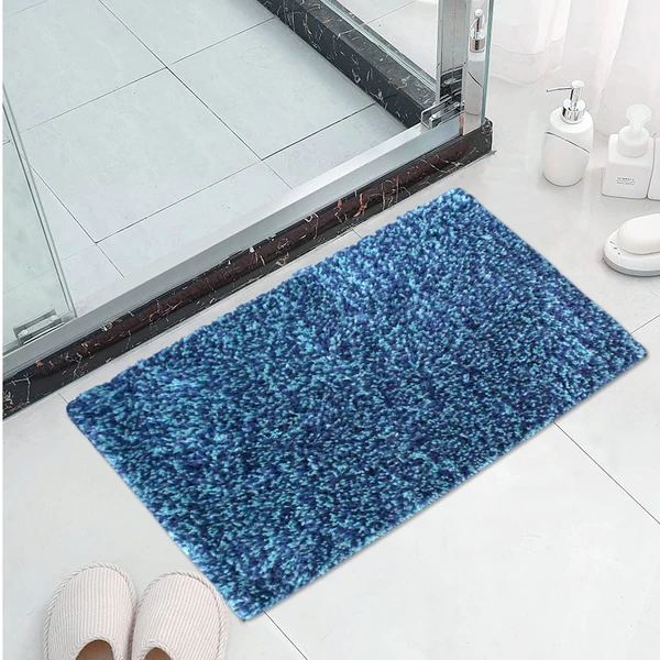 LUXE HOME INTERNATIONAL Bathmat Moscow Microfiber 1600 GSM Anti-Skid ( Ocean , 38 Cm x 58 Cm , Pack of 1 ) - Ocean