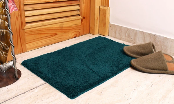 LUXE HOME INTERNATIONAL Bathmat Newman Microfiber 2500 GSM Anti Slip ( Teal, 40x60 cm, Pack of 1 ) - Teal