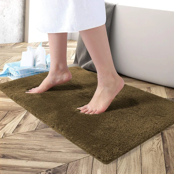 LUXE HOME INTERNATIONAL Bathmat Newman Microfiber 2500 GSM Anti Slip ( Coffee, 45x75 cm, Pack of 1 ) - Coffee