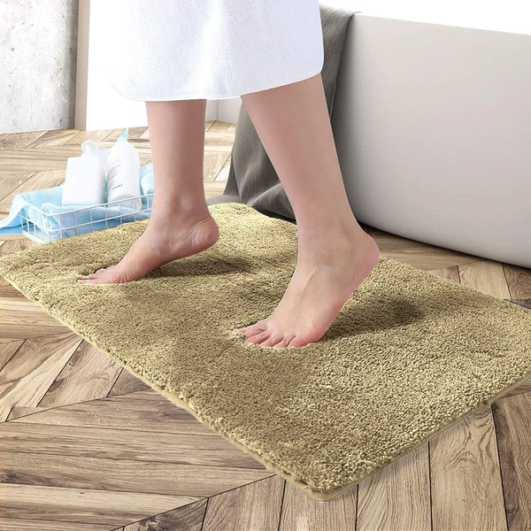 LUXE HOME INTERNATIONAL Bathmat Newman Microfiber 2500 GSM Anti Slip ( Anti Gold, 45x75 cm, Pack of 1 ) - Anti Gold