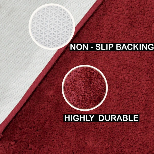 LUXE HOME INTERNATIONAL Bathmat Newman Microfiber 2500 GSM Anti Slip ( Maroon, 40x60 cm, Pack of 1 ) - Maroon