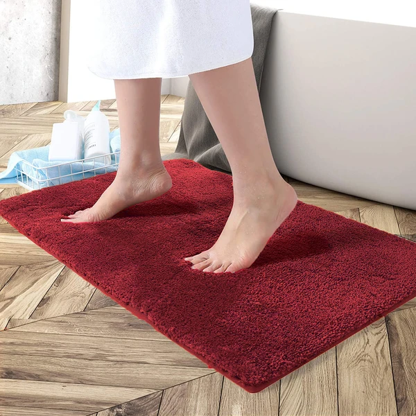 LUXE HOME INTERNATIONAL Bathmat Newman Microfiber 2500 GSM Anti Slip ( Mahroon, 45x75 cm, Pack of 1 ) - Mahroon