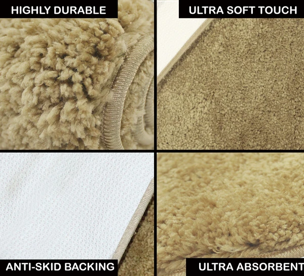 LUXE HOME INTERNATIONAL Bathmat Newman Microfiber 2500 GSM Anti Slip ( Anti, 40x60 cm, Pack of 1 ) - 40x60 cm, Anti Gold