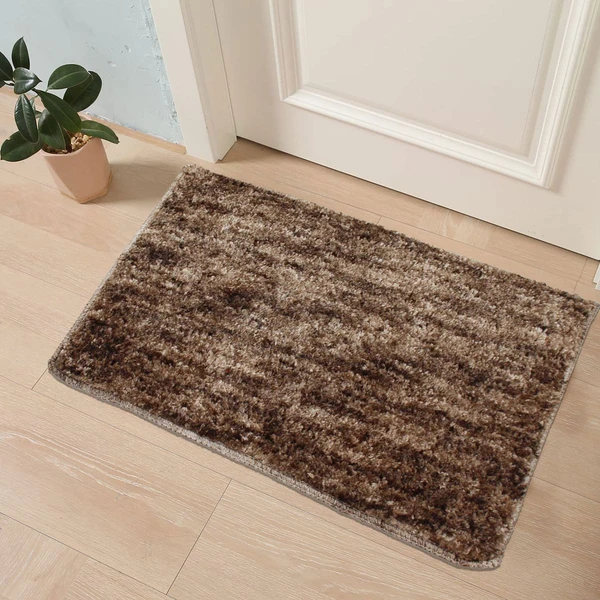 LUXE HOME INTERNATIONAL Bathmat Norway Microfiber 1600 GSM Anti-Skid ( Coffee , 38 Cm x 58 Cm , Pack of 1 ) - Coffee