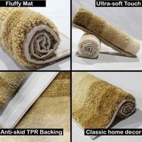 LUXE HOME INTERNATIONAL Bathmat Oyster Microfiber 1600 GSM Anti-Skid ( Tabacco , 38 Cm x 58 Cm , Pack of 1 ) - 40x60 cm, Tabacco