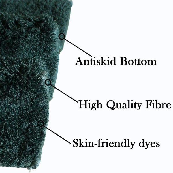 LUXE HOME INTERNATIONAL Bathmat Sensuous Microfiber 2500 GSM Anti-Skid ( H.Green , 60 Cm x 90 Cm , Pack of 1 ) - H.Green