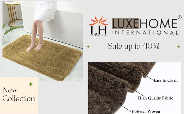 LUXE HOME INTERNATIONAL Bathmat Sensuous Microfiber 2500 GSM Anti-Skid ( Coffee , 60 Cm x 90 Cm , Pack of 1 ) - Coffee