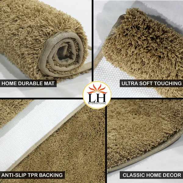 LUXE HOME INTERNATIONAL Bathmat Sensuous Microfiber 2500 GSM Anti-Skid ( Antigold , 40 Cm x 60 Cm , Pack of 1 ) - Antigold