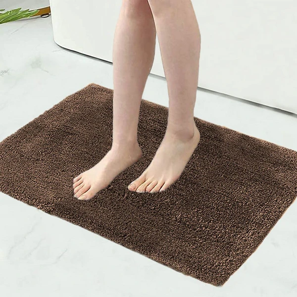 LUXE HOME INTERNATIONAL Bathmat Sensuous Microfiber 2500 GSM Anti-Skid ( Coffee , 40 Cm x 60 Cm , Pack of 1 ) - Coffee