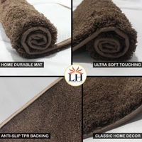 LUXE HOME INTERNATIONAL Bathmat Sensuous Microfiber 2500 GSM Anti-Skid ( Coffee , 60 Cm x 90 Cm , Pack of 1 ) - 60x90 cm, Coffee
