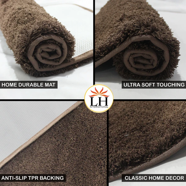 LUXE HOME INTERNATIONAL BathmatSensuousMicrofiber2500GSMAnti-Skid(Coffee,60Cmx90Cm,Packof1) - Coffee