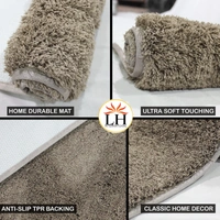 LUXE HOME INTERNATIONAL Bathmat Sensuous Microfiber 2500 GSM Anti-Skid ( Taupe , 45 Cm x 75 Cm , Pack of 1 ) - 45x75 cm, Taupe