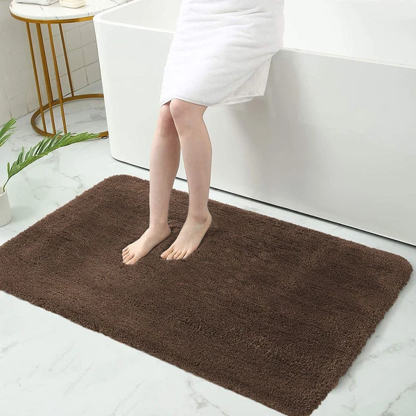 LUXE HOME INTERNATIONAL Bathmat Sensuous Microfiber 2500 GSM Anti-Skid ( Coffee , 45 Cm x 75 Cm , Pack of 1 ) - Coffee