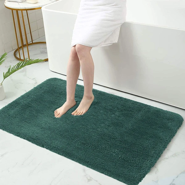 LUXE HOME INTERNATIONAL BathmatSensuousMicrofiber2500GSMAnti-Skid(H.Green,45Cmx75Cm,Packof1) - H.Green