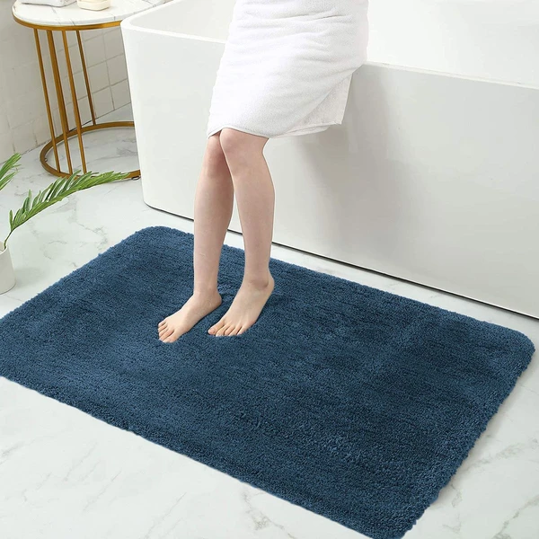 LUXE HOME INTERNATIONAL Bathmat Sensuous Microfiber 2500 GSM Anti-Skid ( Teal , 60 Cm x 90 Cm , Pack of 1 ) - Teal