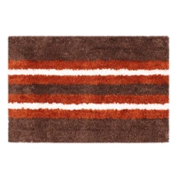 LUXE HOME INTERNATIONAL Bathmat Stripe Microfiber 1600 GSM Anti-Skid ( Terra , 38 Cm x 58 Cm , Pack of 2 ) - Terra