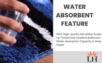 LUXE HOME INTERNATIONAL Bathmat Stripe Microfiber 1600 GSM Anti-Skid ( Blue, Grey , 38 Cm x 58 Cm , Pack of 2 ) - Blue, Grey