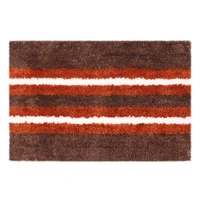 LUXE HOME INTERNATIONAL Bathmat Stripe Microfiber 1600 GSM Anti-Skid ( Grey, Terra , 38 Cm x 58 Cm , Pack of 2 ) - Grey, Terra