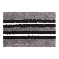 LUXE HOME INTERNATIONAL Bathmat Stripe Microfiber 1600 GSM Anti-Skid ( Grey , 38 Cm x 58 Cm , Pack of 2 ) - Grey