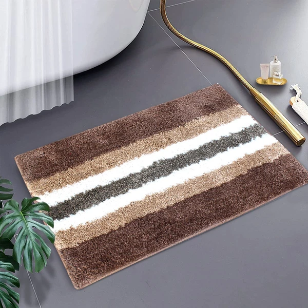 LUXE HOME INTERNATIONAL Bathmat Turkey Microfiber 1600 GSM Anti-Skid ( Coffee , 38 Cm x 58 Cm , Pack of 1 ) - Coffee