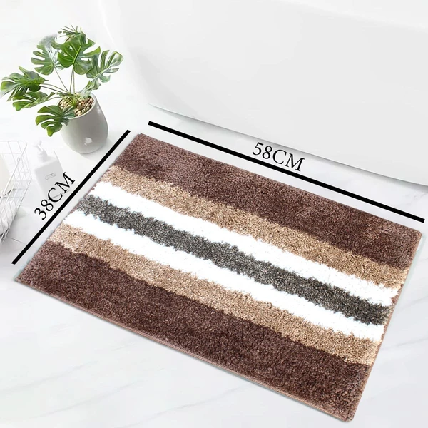 LUXE HOME INTERNATIONAL Bathmat Turkey Microfiber 1600 GSM Anti-Skid ( Coffee , 38 Cm x 58 Cm , Pack of 1 ) - Coffee