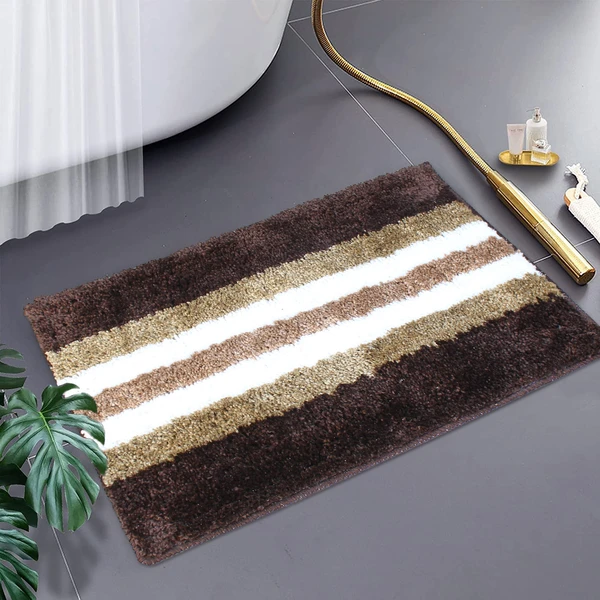 LUXE HOME INTERNATIONAL Bathmat Turkey Microfiber 1600 GSM Anti-Skid ( Chocolate , 38 Cm x 58 Cm , Pack of 1 ) - Chocolate