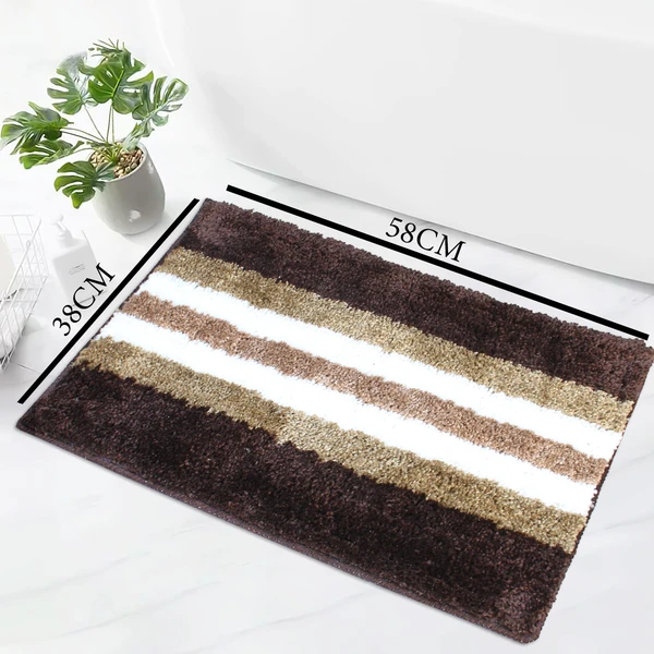 LUXE HOME INTERNATIONAL Bathmat Turkey Microfiber 1600 GSM Anti-Skid ( Chocolate , 38 Cm x 58 Cm , Pack of 1 ) - Chocolate