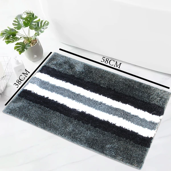 LUXE HOME INTERNATIONAL Bathmat Turkey Microfiber 1600 GSM Anti-Skid ( Grey , 38 Cm x 58 Cm , Pack of 1 ) - Grey