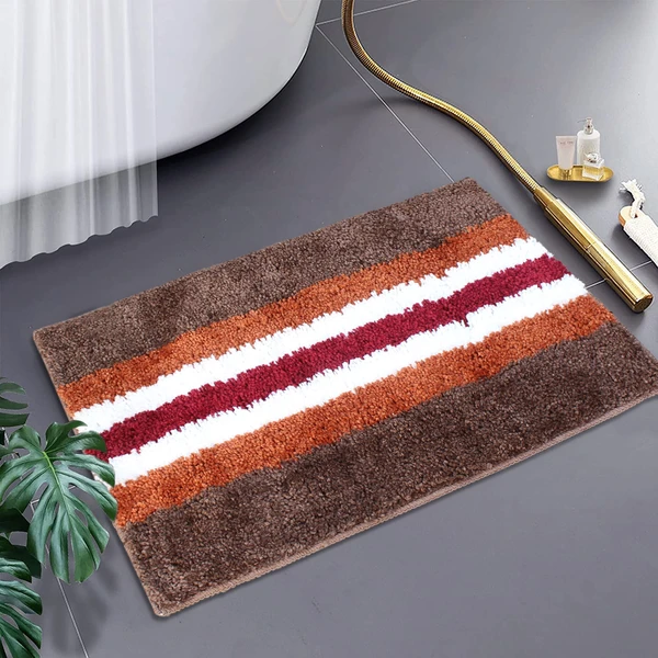 LUXE HOME INTERNATIONAL Bathmat Turkey Microfiber 1600 GSM Anti-Skid ( Cinnamon , 38 Cm x 58 Cm , Pack of 1 ) - Cinnamon