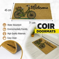 Luxe Home International  Bicycle Design Coir Doormat for Entrance (71 x 45 cm ) - 71x 45 Cm, Gold
