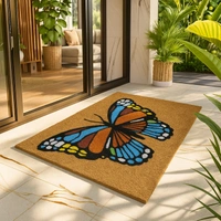 Luxe Home International  Butterfly Design Coir Doormat for Entrance (71 x 45 cm ) - 71x 45 Cm, Multicolor