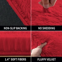 LUXE HOME INTERNATIONAL Bathmat Marino Fur 2000 GSM Super Soft ( Maroon , 60x90 Cm , Pack of 1 ) - 60x90 cm, Maroon